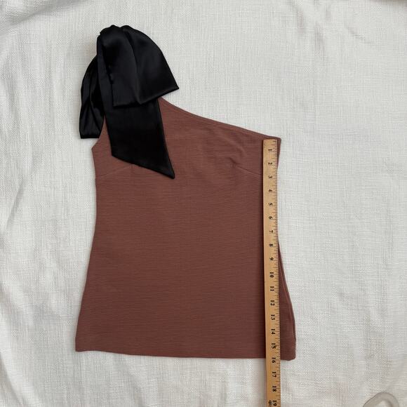 Maeve by Anthropologie Bow Shoulder Ribbed Tank Top Brown XS - Picture 9 of 16